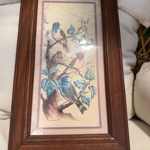 Framed Bird Art with Wooden Frame
